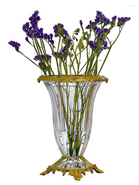 Vases Luxury Crystal Inlaid Copper Flower Arrangements Handicrafts Living Room Model Rooms Villas High-end Furnishings