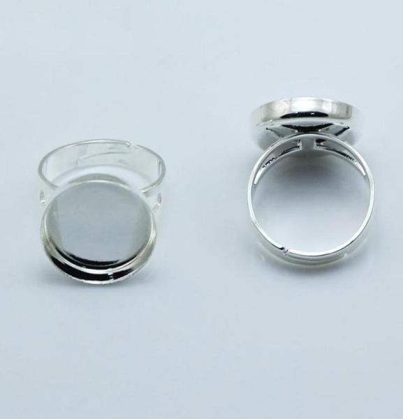 Beadsnice anel de joias anel inteiro em branco configuração de moldura se encaixa em camafeu redondo de 18 mm ou cabochões base de anel de dedo ajustável ID 275582876552