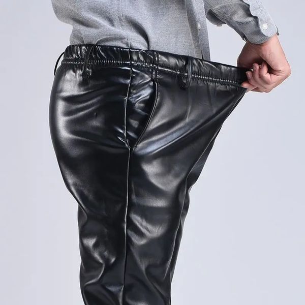 Frühling Herbst Männer Leder Hosen Smart Casual Männlichen PU Faux Hosen Plus Größe Übergröße 231225