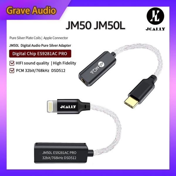 Mixer dac amplificador de fone de ouvido es9281ac pro mqa jcally jm50 jm50l cabo adaptador de áudio usb tipo c para 3.5/para android ios 32bit/768hz dsd