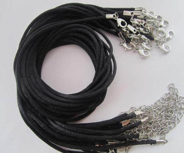 Cordoncino per collana in raso nero regolabile da 1719 pollici da 2 mm con chiusura a moschettone 100 pezzi lotto4384824