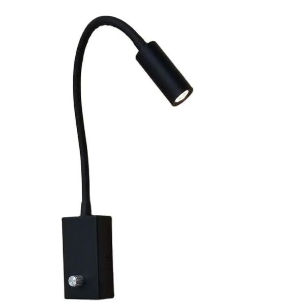 Lampade Topoch Lampada da parete con interruttore Twist Dimmer/ON/OFF Lampada LED 3W Lente di messa a fuoco Comodino direzionale Tubo in alluminio AC100240V DC12V per