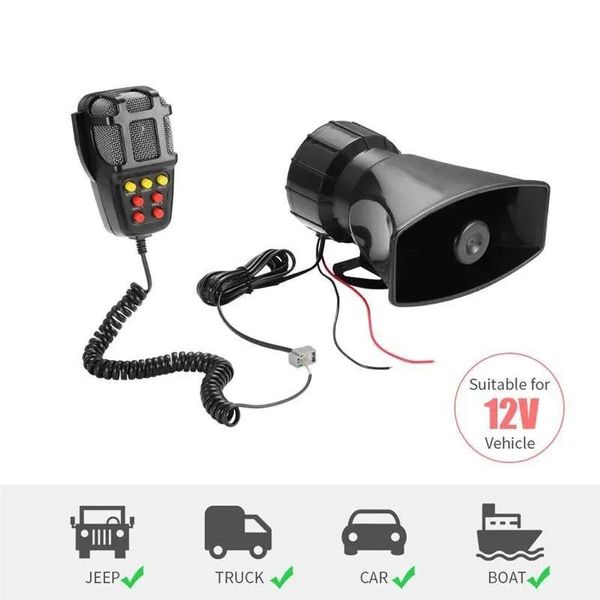 Verstärker 7sound lauter Auto-Warn-Alarm-Lautsprecher, Polizei, Feuersirene, Lufthorn, Signalhorn, PA, 12 V, Tonsignal, Megaphon für LKW, Van, Auto, Motorrad