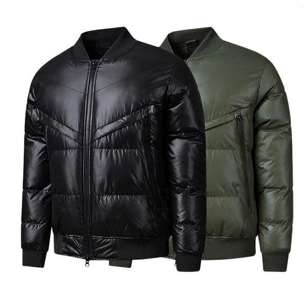 Männer Jacken Puff Für Herbst Winter Kurze Einfarbig Warm Zipper Baseball Kragen Unten Jacke Anorak Mantel Männer Outwear männlichen Mäntel