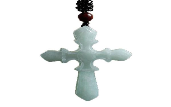 Colar com pingente de esmeralda de Myanmar, pedra de jade, amuleto da sorte, joias finas com corrente para homens e mulheres, presente 2176714