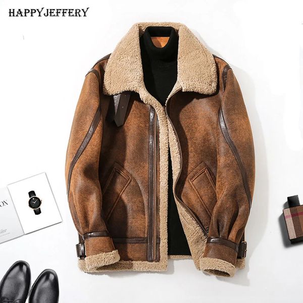 Hohe Qualität Herren Winter PU Leder Mäntel Mantel Jacken Dicke Warme Wolle Fleece Pelz Männer Leder Jacke Mantel LC04 231225