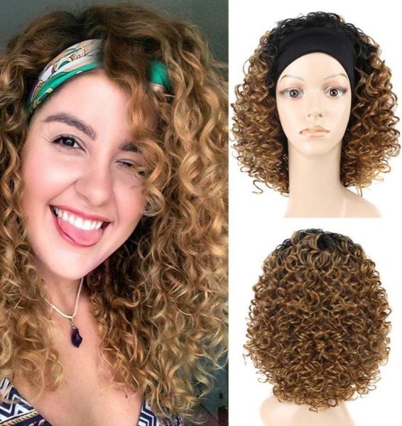 Synthetische Perücken 14 Zoll Stirnband Perücke für Frauen Afro Kinky Curly Short Bob Clip Deep Wave Women039s Daily Lolita6602480