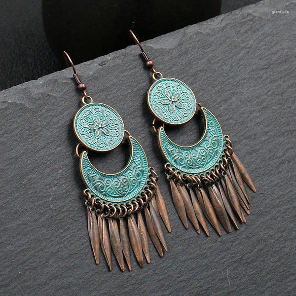 Baumelnde Ohrringe Vintage Sonne Mond Bronze Quaste Tropfen für Frauen Bohemian Ethno Designer Schmuck Ästhetische Accessoires Großhandel