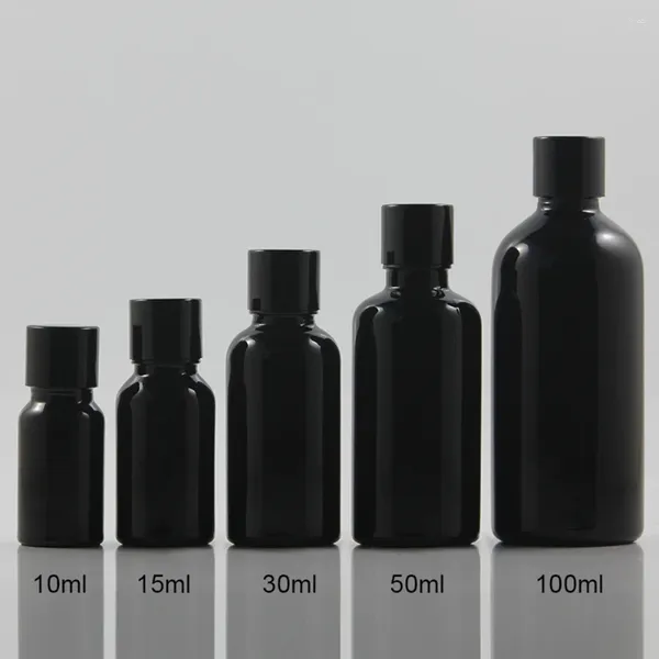 Bottiglie di stoccaggio Fornitori della Cina Mini contenitori in vetro per olio essenziale da 10 ml Bottiglia da viaggio portatile Tappo interno nero leggero e tappo a vite