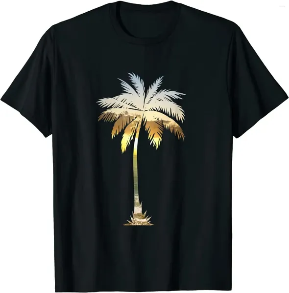 Herren T-Shirts Palme Silhouette Kunst Trendy Premium O-Ausschnitt Baumwollhemd Männer Casual Kurzarm T-Shirts Tops Harajuku Streetwear