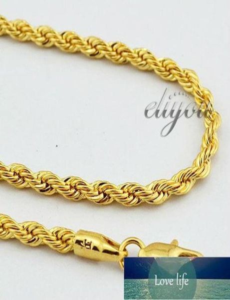 Neuer Modeschmuck 4 mm Herren Damen 18 Karat Gelbgold gefüllte Halskette Seilkette Goldschmuck DJN86 Fabrikexperte d8878731