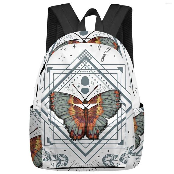 Mochila borboleta estrela diamante folha mulheres homem mochilas à prova dwaterproof água escola de viagem para estudante meninos meninas sacos de portátil mochilas