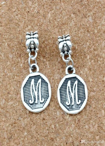 50 Stück Antiksilber Initial Alphabet Disc „M“ Charm-Anhänger für Schmuckherstellung Armband Halskette DIY Zubehör 15462195
