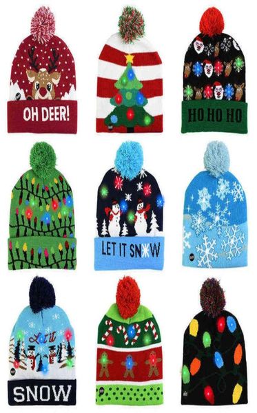 Chapéu de natal com led suéter de malha gorro natal iluminado chapéu de malha presente de natal para crianças natal 2022 decorações de ano novo y1117696329
