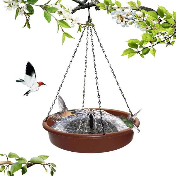 Mangiatoie per uccelli sospese Vassoio da bagno Gancio a forma di Fontana di plastica Bevitore d'acqua Mangiatoia per esterni Forniture per animali da giardino Decor 231225