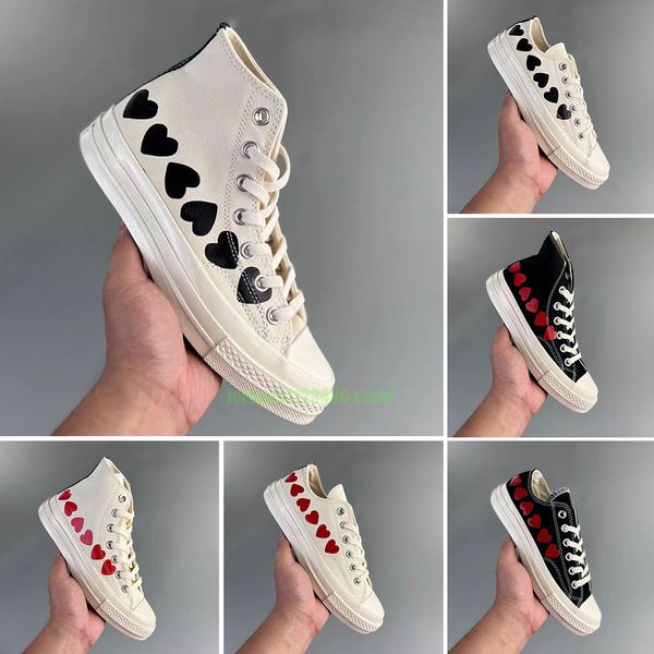 Designer-Schuhe, Segeltuchschuhe, High-Top, 1970er-Jahre, CDG Play, große Augen, Damen-Plateauschuhe, dicker Boden, klassische Low-Top-Herren-Komfort-Freizeitschuhe in dreifachem Schwarz und Rot