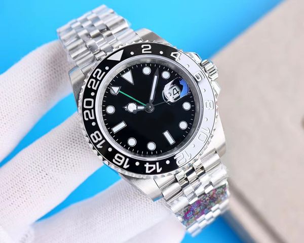 Relógio de moda para homem relógio automático de alta qualidade 3285 movimento superior gmt 40mm relógio biocerâmico preto negócios de luxo relógio de ouro e prata em aço inoxidável