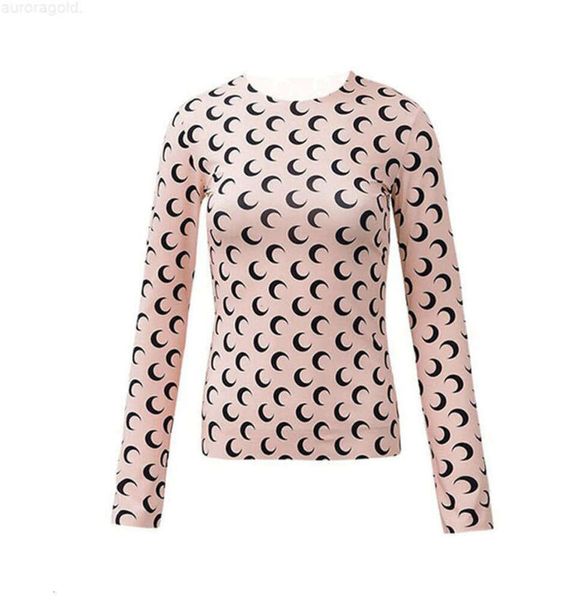 Designer femminile T-shirt da donna Abbigliamento Sexy Moon Print Top stampato Stilista Donna manica lunga Graphic Tee Tuniche Koszulka Damska Top a mezzaluna