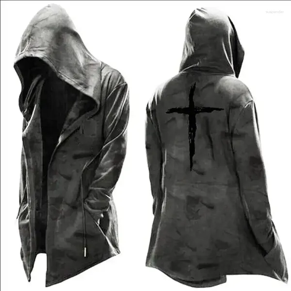 Hoodies masculinos capa simples casual capuz cordão halloween moletom impressão manga longa solta moda rua outono bolsos