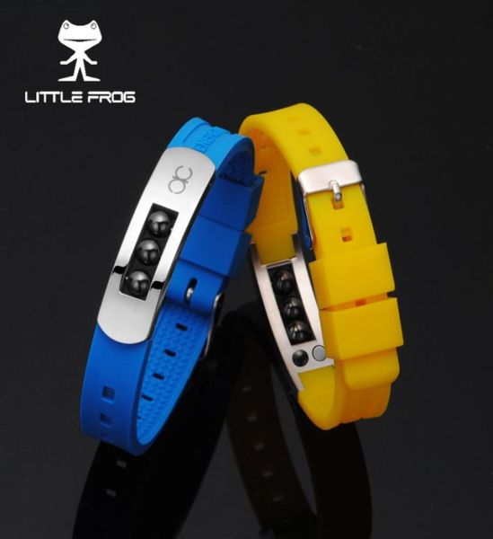 Little frog personalidade masculina pulseira energia aço inoxidável silicone pulseiras magnética hematita grânulo jóias 200052151817