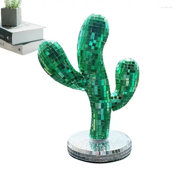 Estatuetas decorativas de decoração de bola reflexiva Cactus ornamentos de decoração artesanais para festivais de boates para festivais