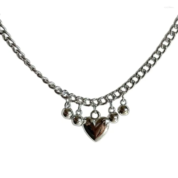 Anhänger-Halsketten, elegante Herz-Halskette, verstellbare Kette, Y2K-Perlenkragen für Frauen, Teenager, süß