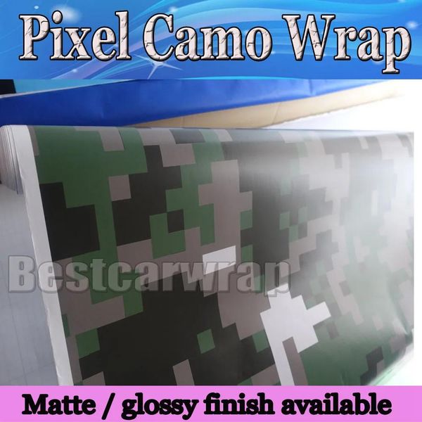 Adesivi Verde militare Digital Tiger Camo Car Wrap foil Con bolla d'aria Grafica mimetica Pixel gratuita Pellicola adesiva per auto ARMY 1.52x10M / 20M /