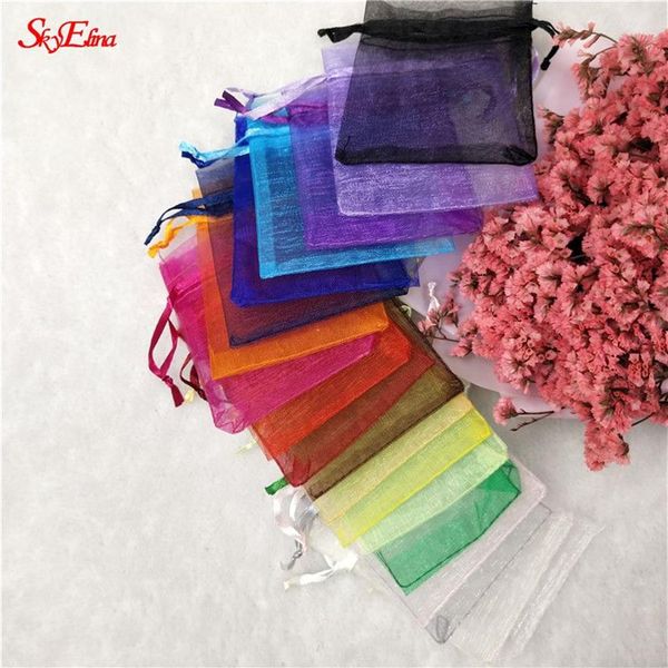 50pcs tül organze çantası düğün partisi dekorasyon pounch ambalaj hediye çantaları Eugen iplik çantası 6x8 8x11 10x15 12x17 19x29cm6z205f