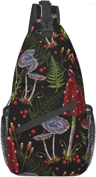 Рюкзак с грибами, сумки через плечо, сумка на ремне для женщин и мужчин, милая модная сумка на грудь, повседневная маленькая сумка на плечо для путешествий, пешего туризма