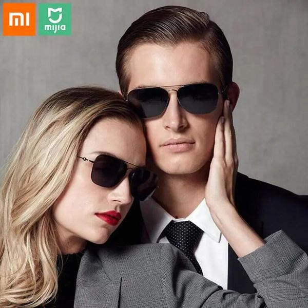 Occhiali da sole originali Xiaomi Mijia Occhiali da sole in nylon polarizzati classici quadrati Pro Protezione UV contro le macchie di olio Montatura in acciaio inossidabile