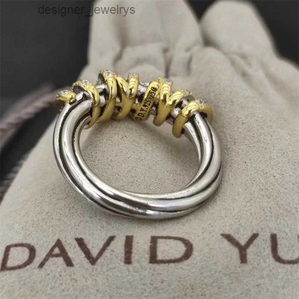 Designer Dy Luxury Top Top Twisted Twisted Vintage Band Rings para mulheres com diamantes 925 Sterling Silver Sunflower personalizado 14K Casamento de engajamento de revestimento de ouro