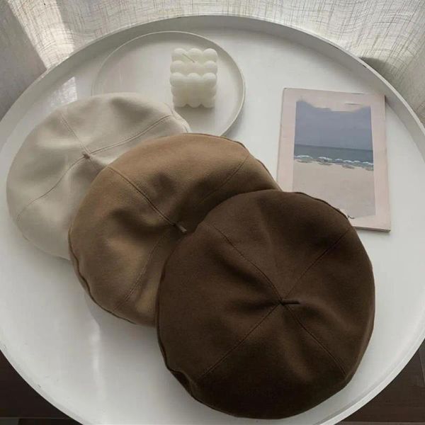 Berets Einfarbig Baskenmütze Retro Vintage Französisch Stil Achteckige Kappe Weiche Warme Atmungsaktive Damen Winter Maler Hut Für Eine Stilvolle