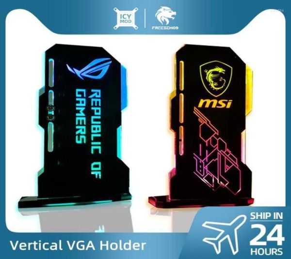 Grafikkarten VGA-Halterung ARGB Anpassbarer vertikaler GPU-Halter PC ROG Grafikkartenunterstützung Gehäuse Wasserkühler Benutzerdefinierte MOD 5V 3Pin4428323