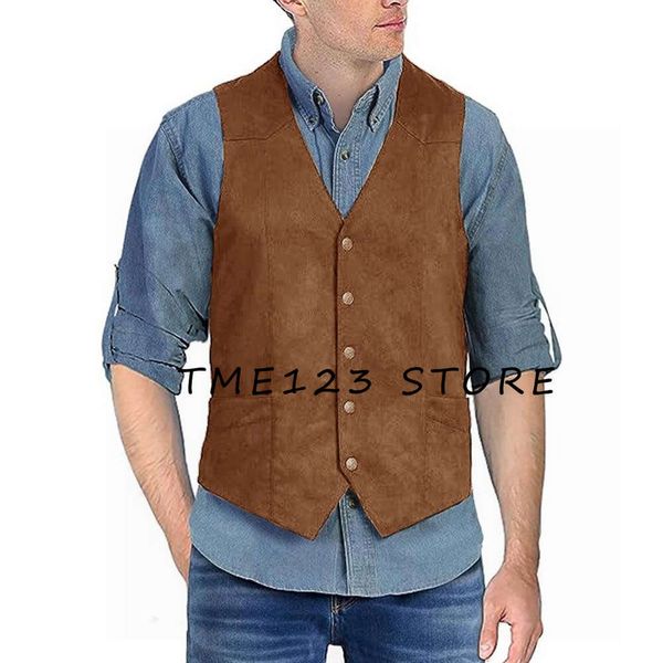 Abito da uomo monopetto con scollo a V in pelle scamosciata Gilet da uomo per donna Gilet da uomo elegante Wang Steampunk Abbigliamento formale Chaleco gotico