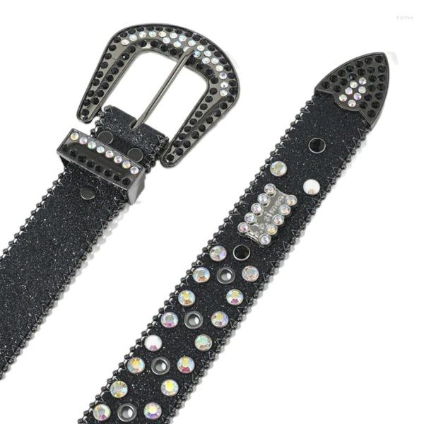 Cinture Cintura da fan del rock con fibbia ad ardiglione Lussuosa cintura per adolescenti con paillettes
