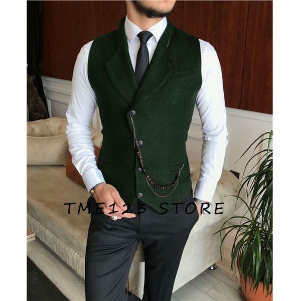 Mode Einreiher Anzug Wolle Westen für Männer Grau Schwarz High-end-männliche Weste Slim Fit Formale Business Casual weste