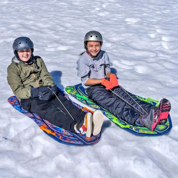 Trenó de neve de espuma 2 pacotes | Trenó de neve recreativo de espuma superior | Corda de reboque e alças | Tamanho para jovens e adultos | Design de deck com contornos 231225