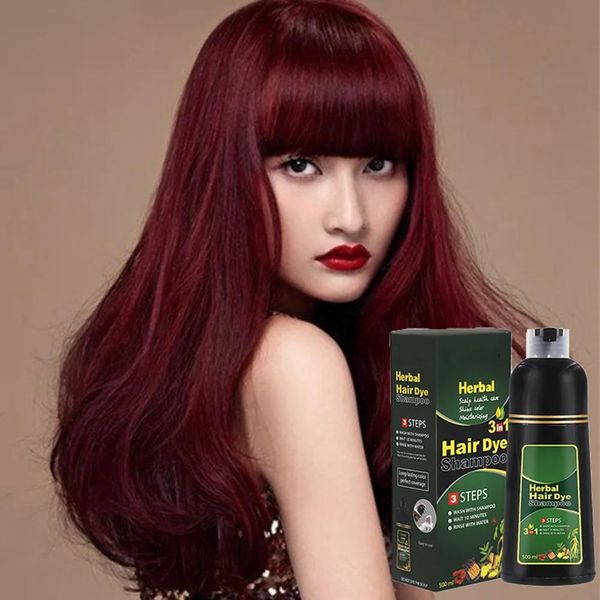 Colori Shampoo per tinture per capelli a base di erbe Cura dei capelli naturale senza cuoio capelluto Tintura per capelli multicolore Condizionamento vegetale Copertura per tintura nera veloce Grigio Bianco