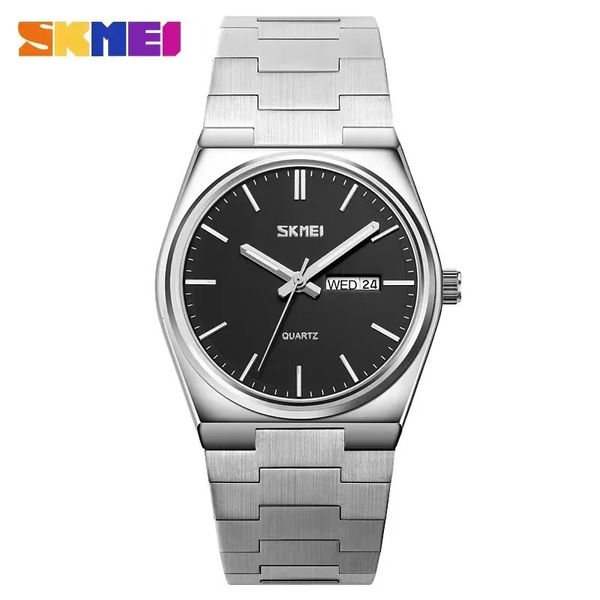 SKMEI 9288 Herren Wasserdichte Business Armbanduhren Mann reloj hombre Casual Quarzuhr Männlich Voller Stahl Zeit Woche Sport Uhr 231226