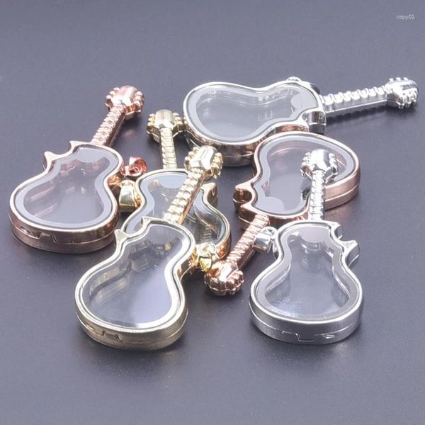 Anhänger Halsketten 1 Stück personalisierte Musik Gitarre Glas Living Relicario Colgantes Mix Farben Schraube Memory Floating Medaillon Schmuck Bulk