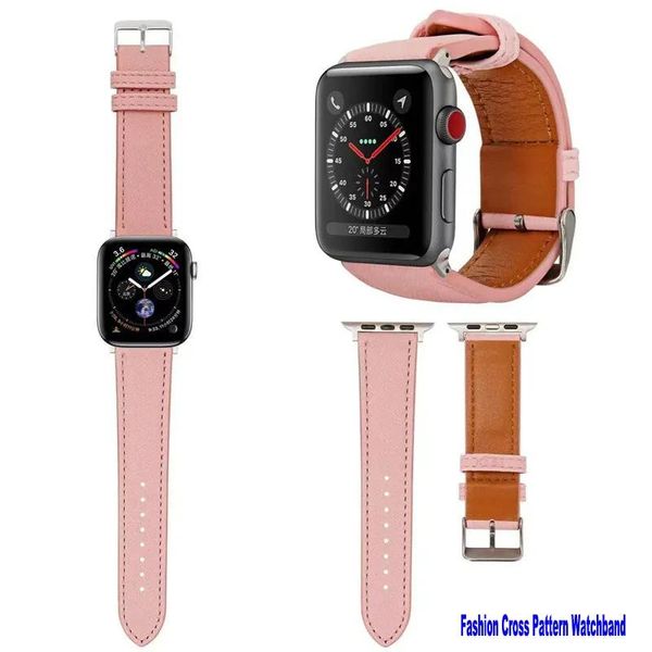 Cinturini Fashion Designer Cinturini con motivo incrociato compatibili con cinturino Apple Watch 49MM 45MM 44mm 42mm 41mm 40mm 38mm cinturino in pelle PU per iWa