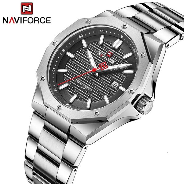 NAVIFORCE Marke männer Sport Militär Uhren Edelstahl Männlichen Quarz Armbanduhr Wasserdicht Luxus Kausalen Uhr Reloj Hombre 231226