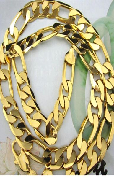 Классическое ожерелье, мужская цепочка из желтого золота 18 карат, сплошная цепочка Фигаро, мужские аксессуары, подарок, массивное ожерелье толщиной 24 дюйма3621750