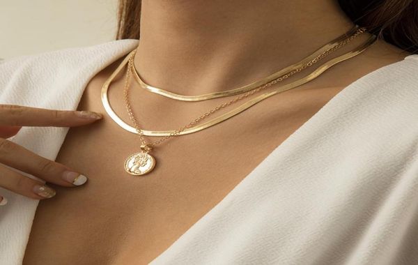 Chains Fashion Multi Layered Dainty Gold Chain Choker Necklace For Women Statement Herringbone Necklaces Charm Party Jewelry7159927