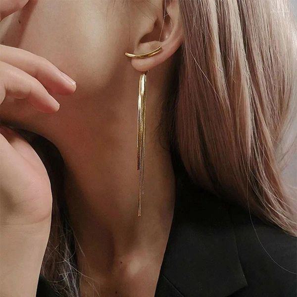 Ohrstecker Mode Frauen Persönlichkeit Gold Übertrieben Lange Quaste Schlange Knochen Kette Ohrring Für Party Geburtstag Geschenk Schmuck