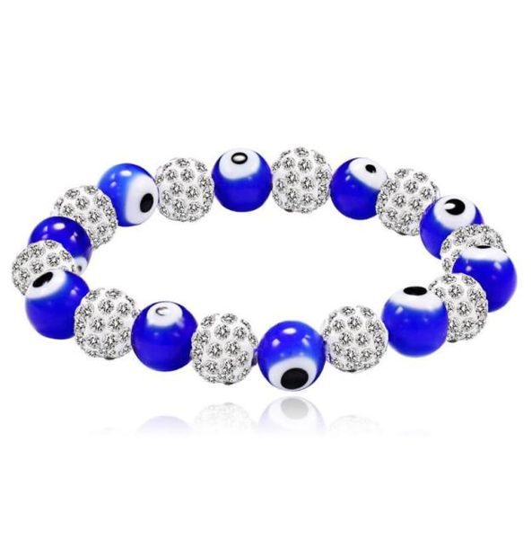 Niedliche Mix-Farbe, Augapfel, weiße Strass-Perlen, DIY-Stretch-Armbänder, Perlenstränge3078735