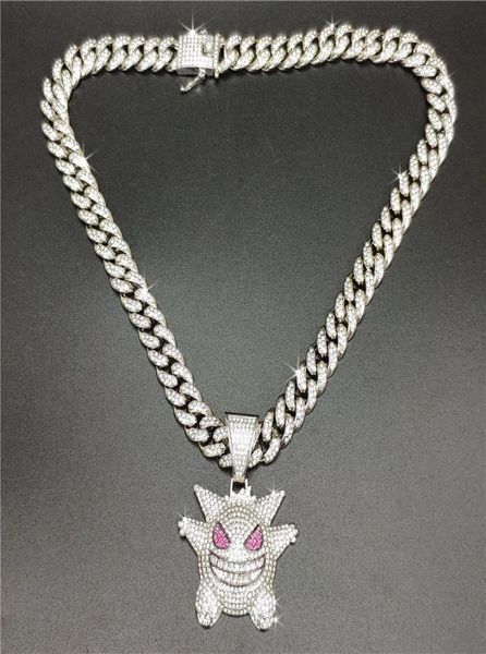 catene ghiacciate Collana con ciondolo piccolo diavolo per uomo catene hip hop bling gioielli da uomo039 braccialetto tennis con diamanti5812790