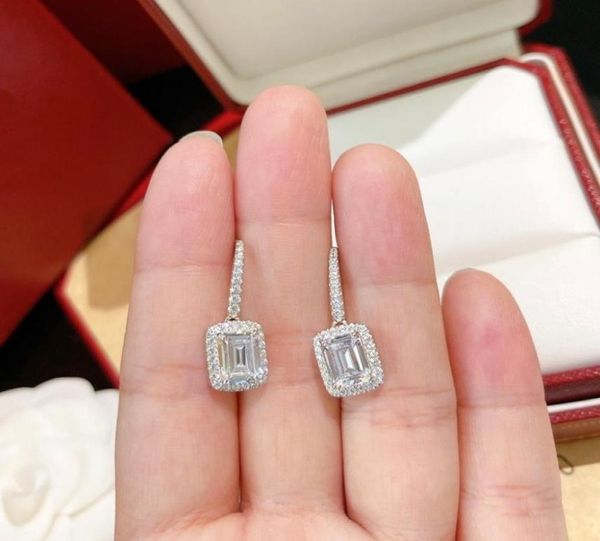 Pendientes reflectantes de cristal de alta calidad, marca de lujo, tachuelas doradas de 18 K para mujer, diseño de marca, nueva venta de diamantes exqui7029873