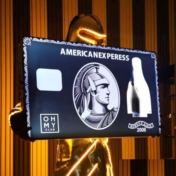 Çubuk Araçlar Şarj Edilebilir Şarap Baro American Express Amex LED Şişe Sunucu Şampanya Glorifier Ekran VIP Servis Tepsisi Salon için Nig OTG0J