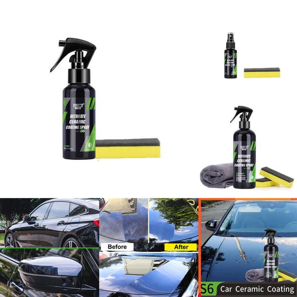 Aggiornamento auto Nano Ceramica Rivestimento per auto Vernice spray Cura HGKJ S6 Cera Idrofobica Rimozione graffi Alta protezione 3 in 1 Rivestimento auto Dettagli